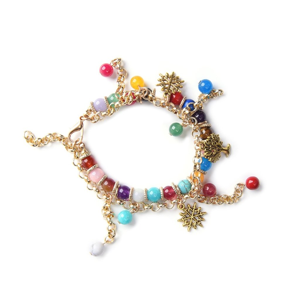 100 ctw Multi Gemstone and Resin Anklet 9-11Inch
